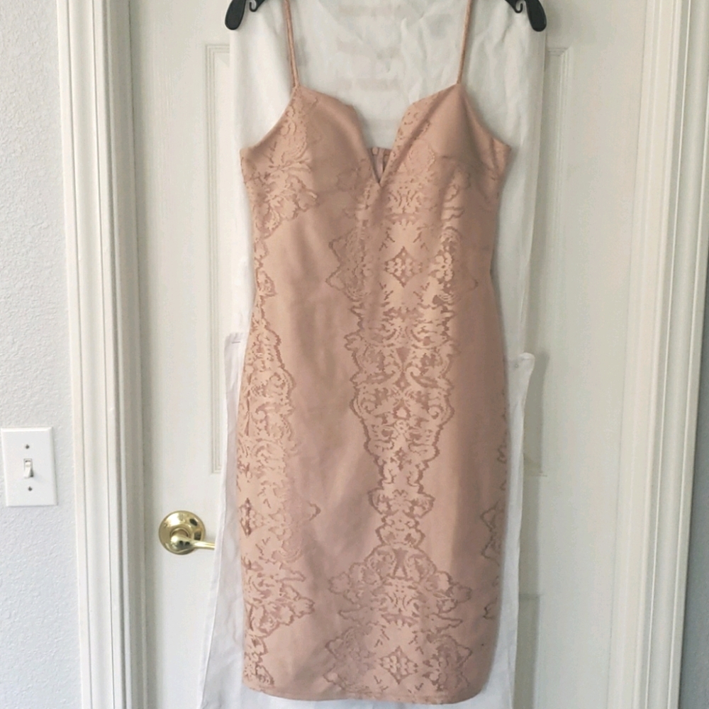 Spaghetti Strap Blush Pink BodyCon Mini Dress